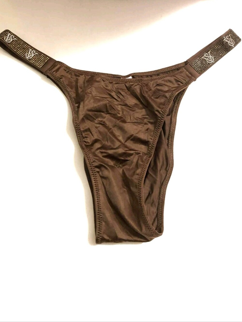 Victoria's secret very sexy shine strap smooth Brazilian panty MEDIUM BROWN